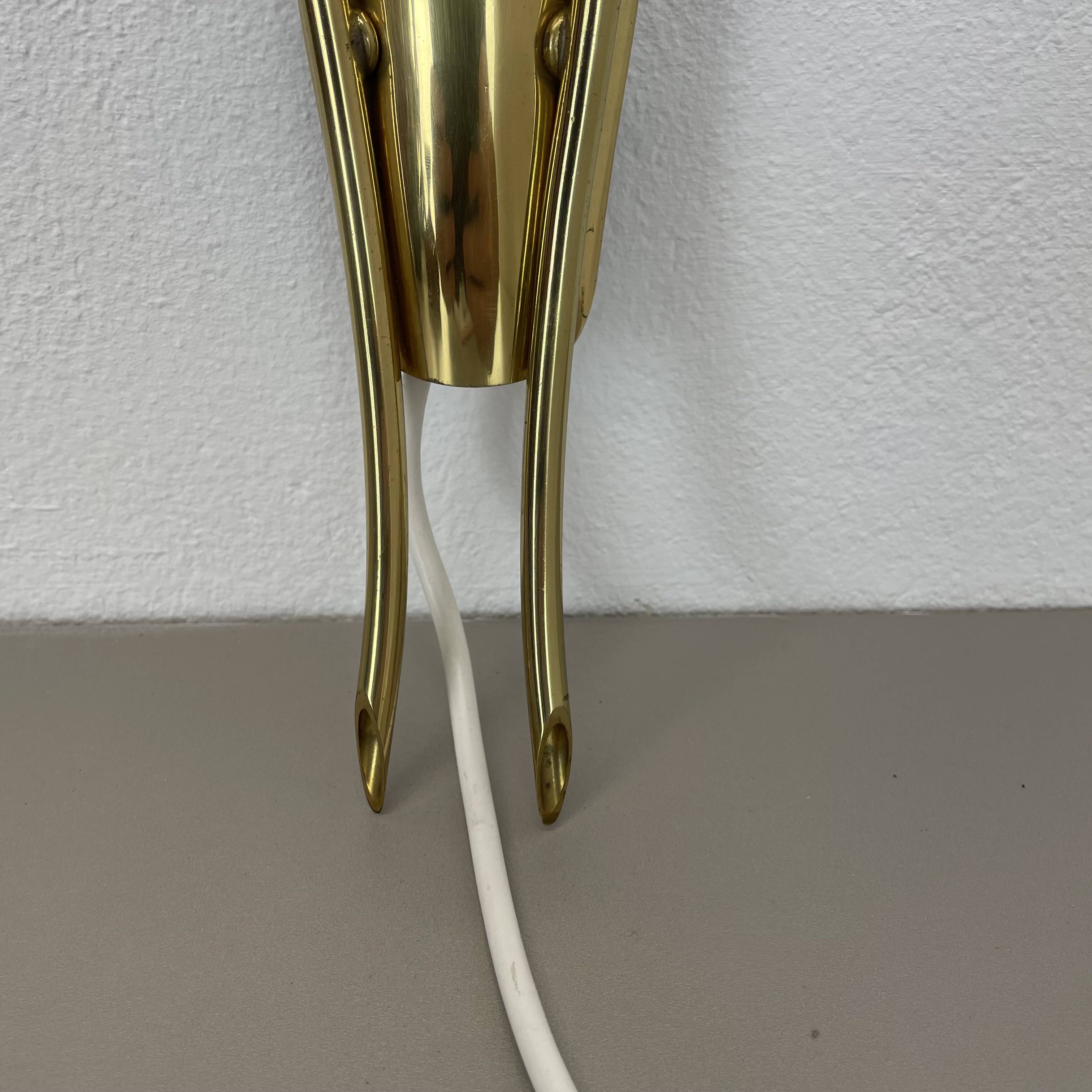 41cm Brass Stilnovo Style Theatre Wall Sconce Light, Italy 1950s