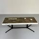 Old mosaic stone coffee table from the 70s with vintage metal legs
