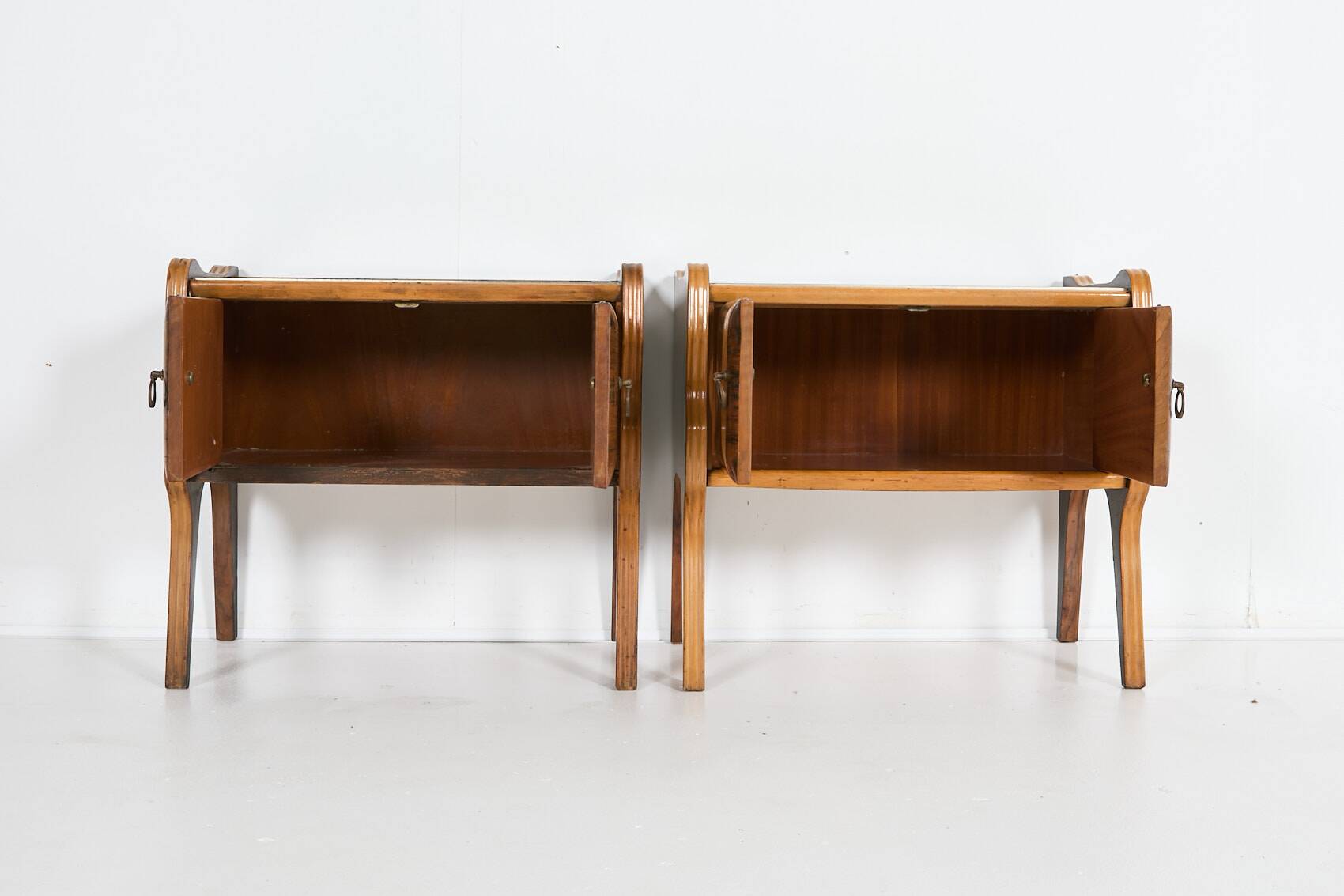 Pair of sculptural Italian Mid-Century nightstands/cabinets, 1950’s