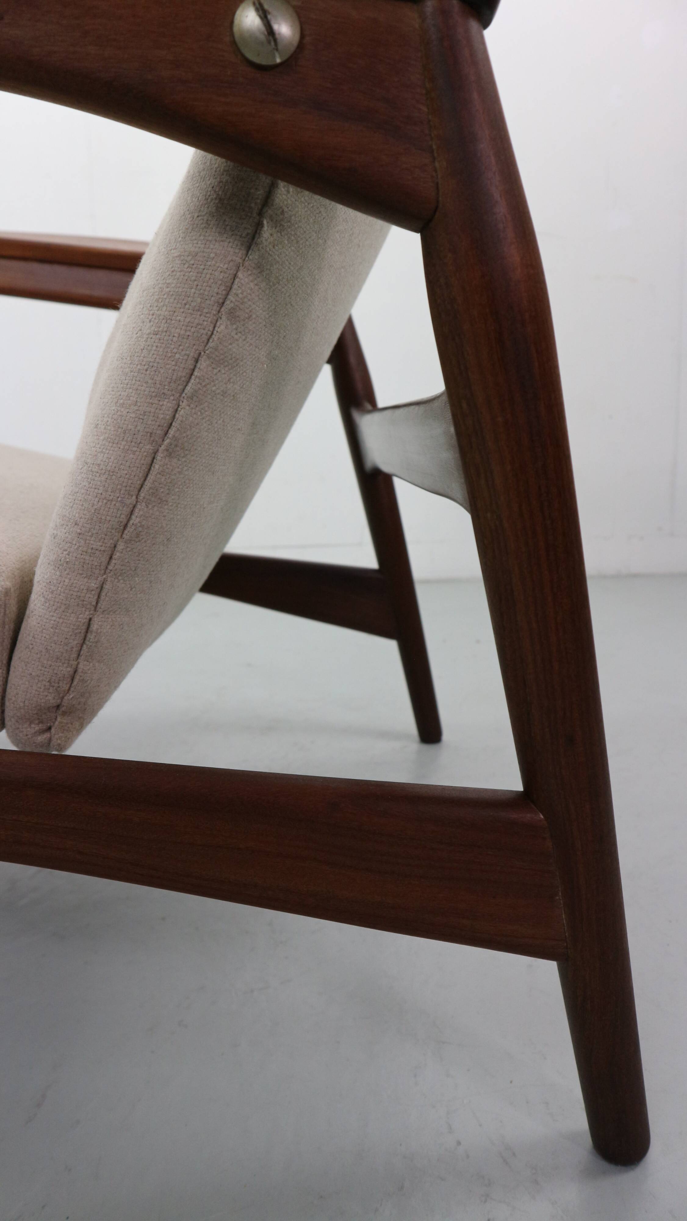 Danish adjustable wingback lounge chair in teak by Ib Kofod Larsen
