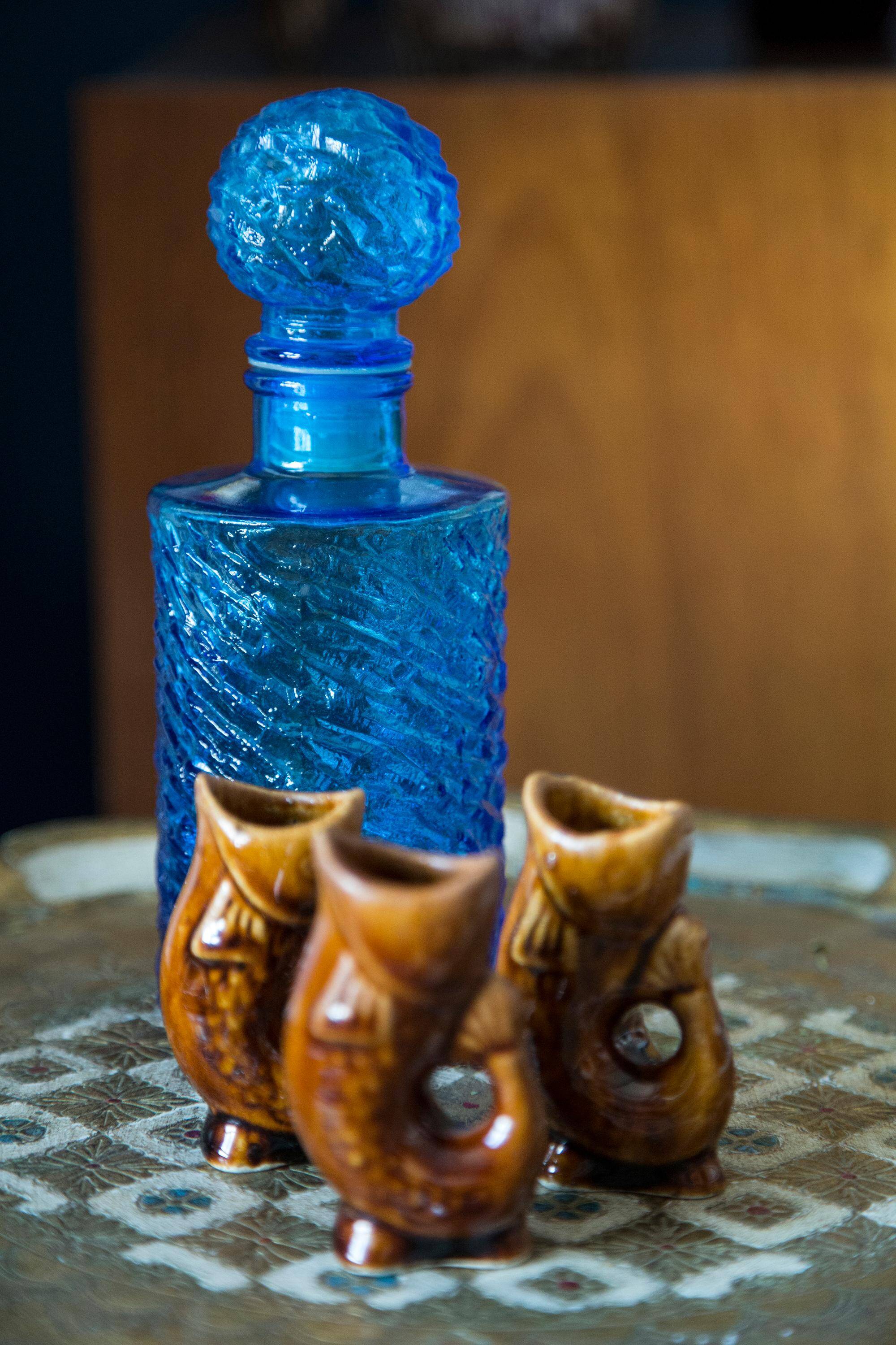 Set of three small brown glass fish, 20th century, Europe, 1960s