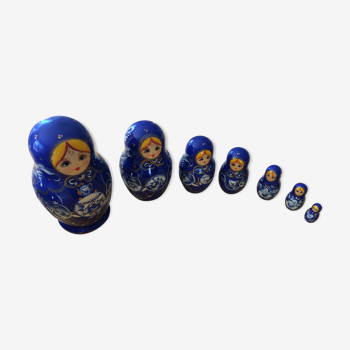 Poupèes gigogne russes 7 matriockas bleues