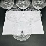 Series of 6 Champagne glasses Baccarat model Beauharnais