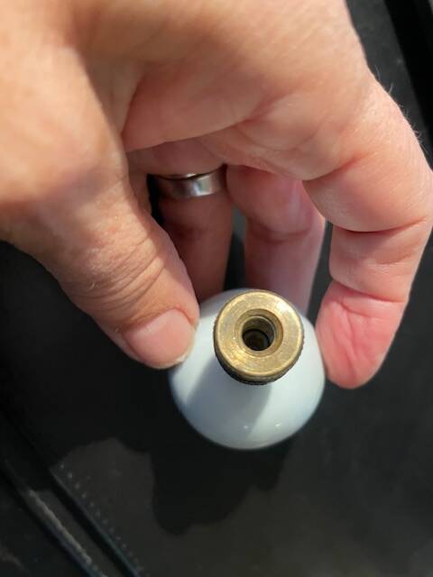 pair of antique painted porcelain knob handles