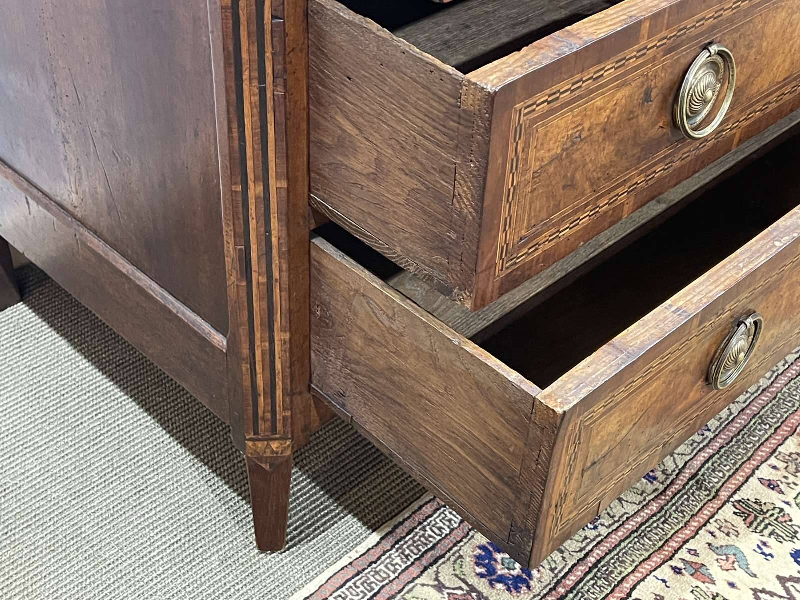 Louis XVI period chest of drawers in walnut, oak and fir, 18th century