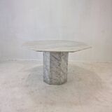 Table de jardin ou de salle à manger octogonale en marbre de carrare, italie, 1960s