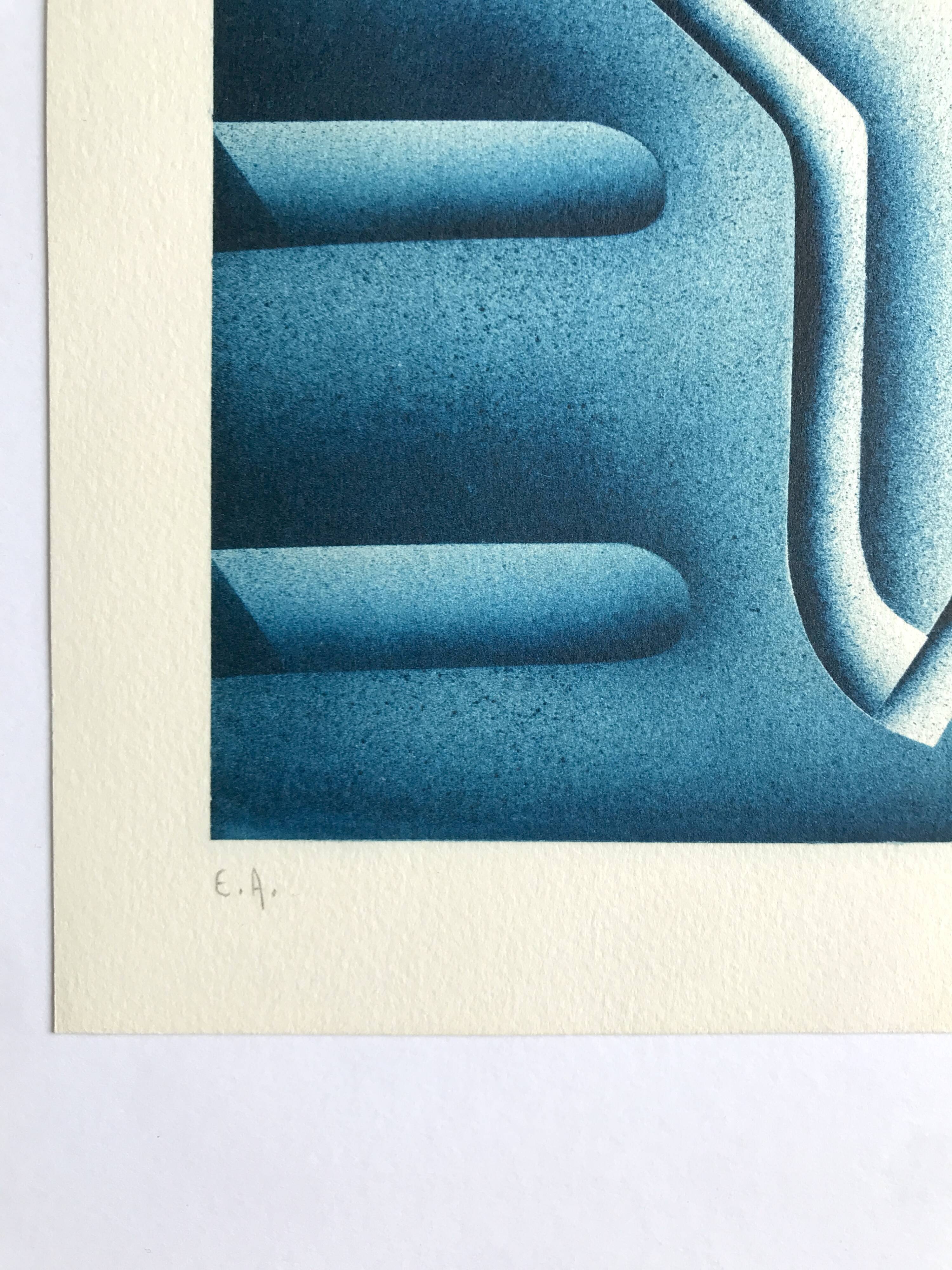 Jacques poli, the fire iii, 1978. original lithograph signed in pencil.