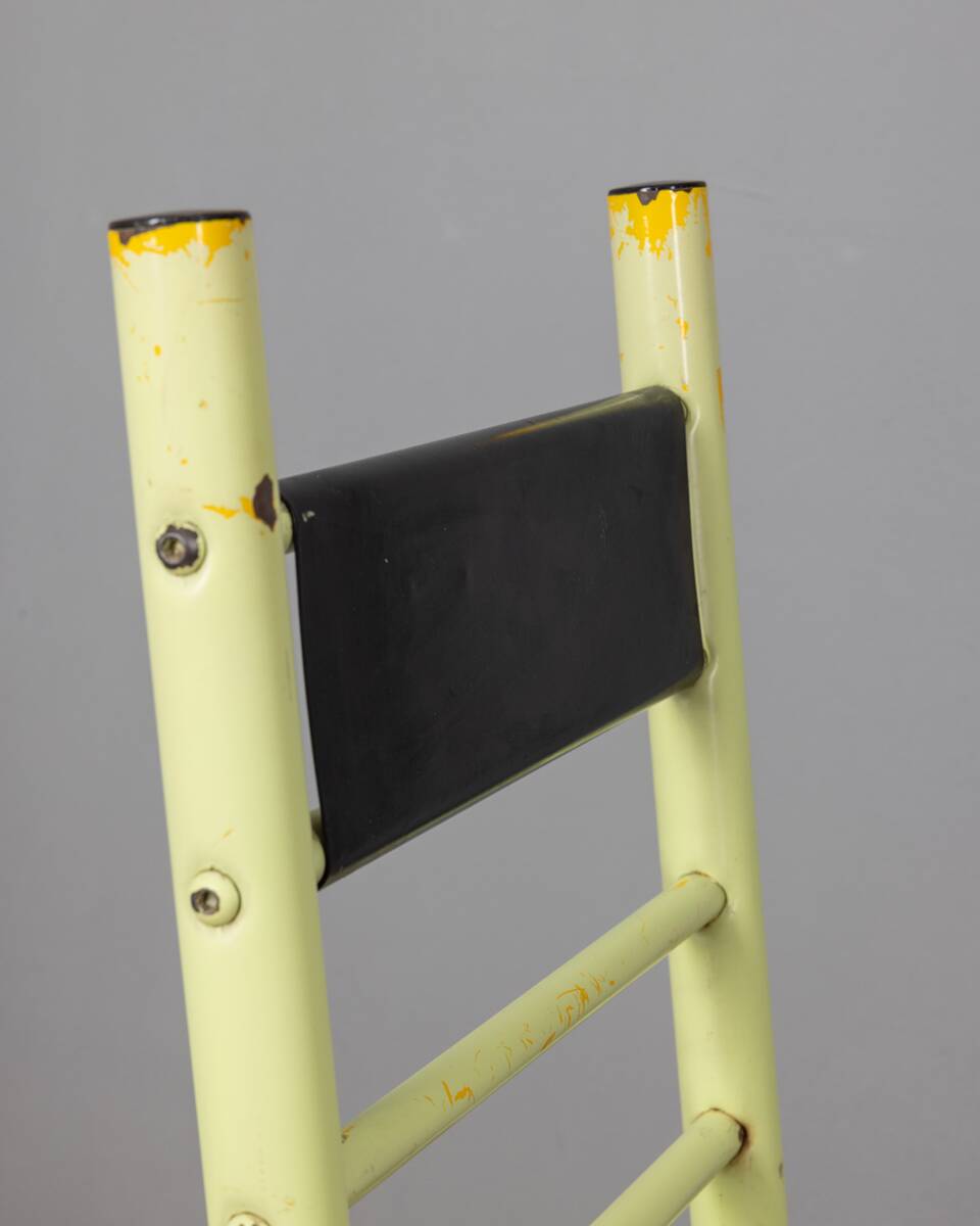 Pair of vintage 70s stools in iron and wood italian design