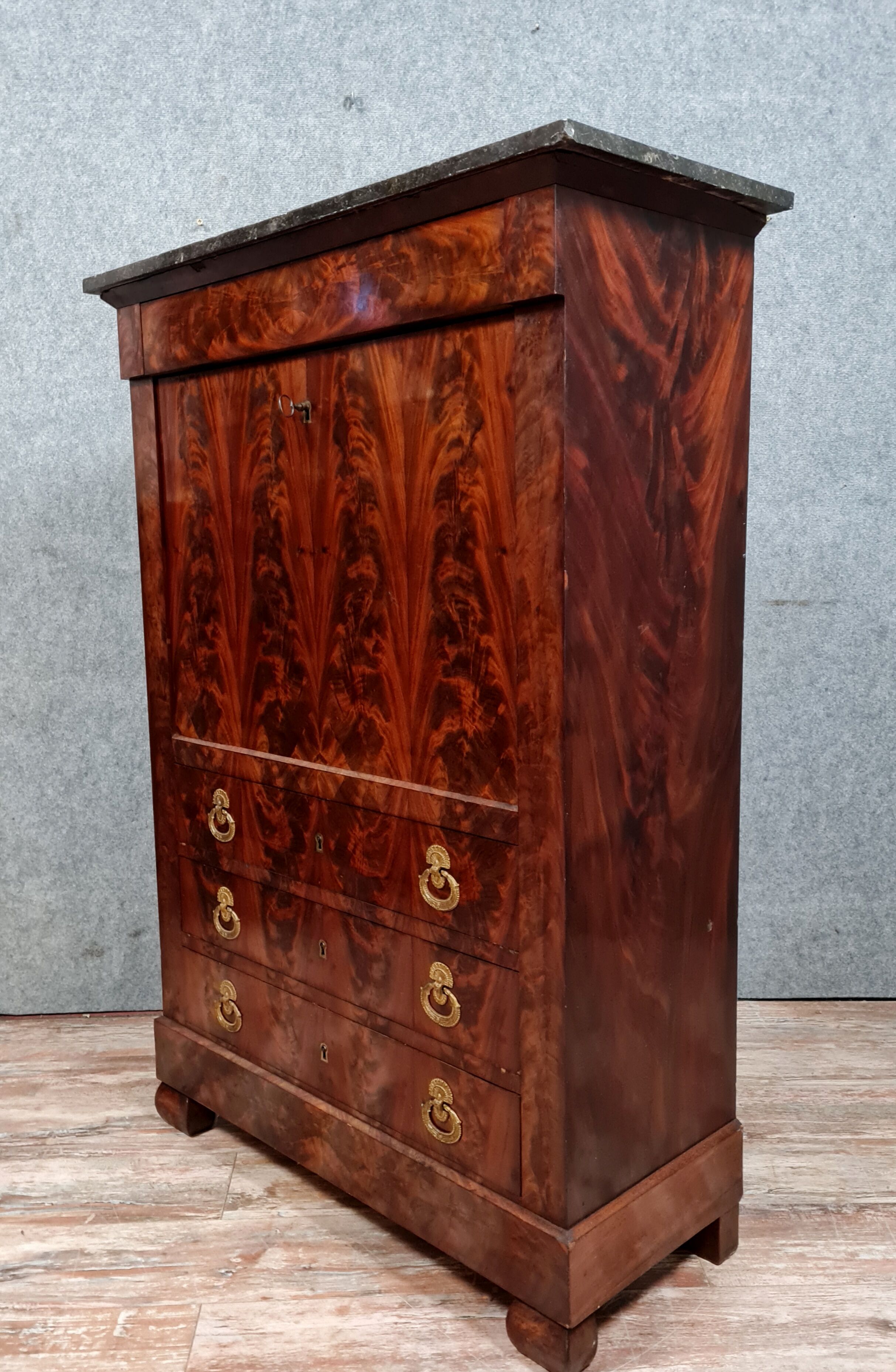 Period secretary Mahogany feather restoration circa 1820-1825