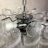 Lustre en verre de murano transparent et blanc « ricci » d50