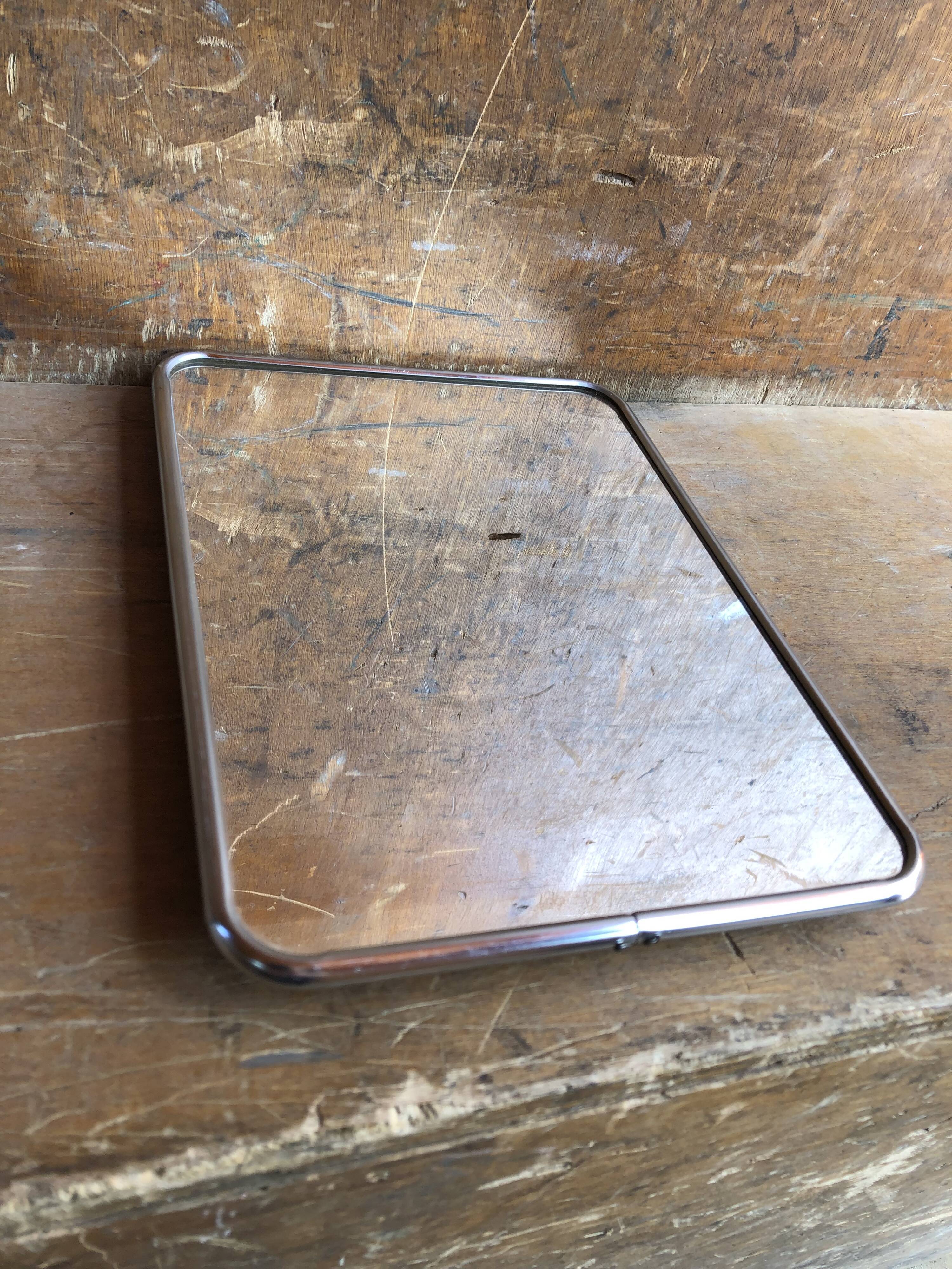 Old mirror barber contour alu + tripod decoration 50s vintage