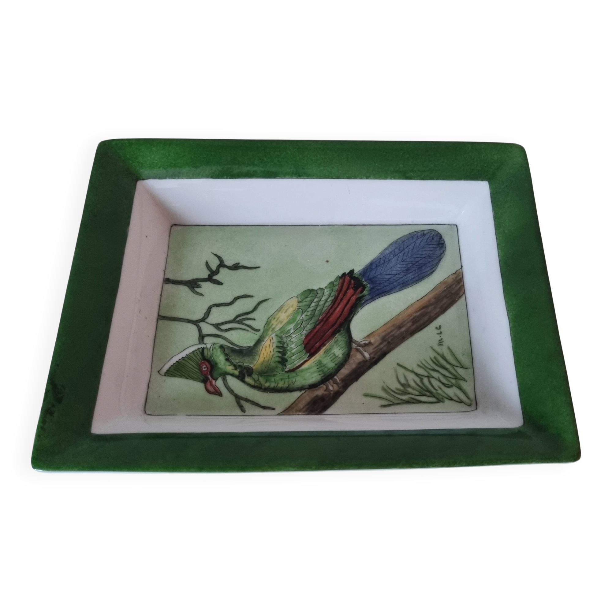 Porcelain catchall Limoges parrot motif