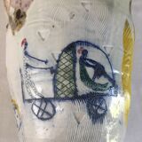 Thierry Basile vase in enamelled sandstone with abstract decoration