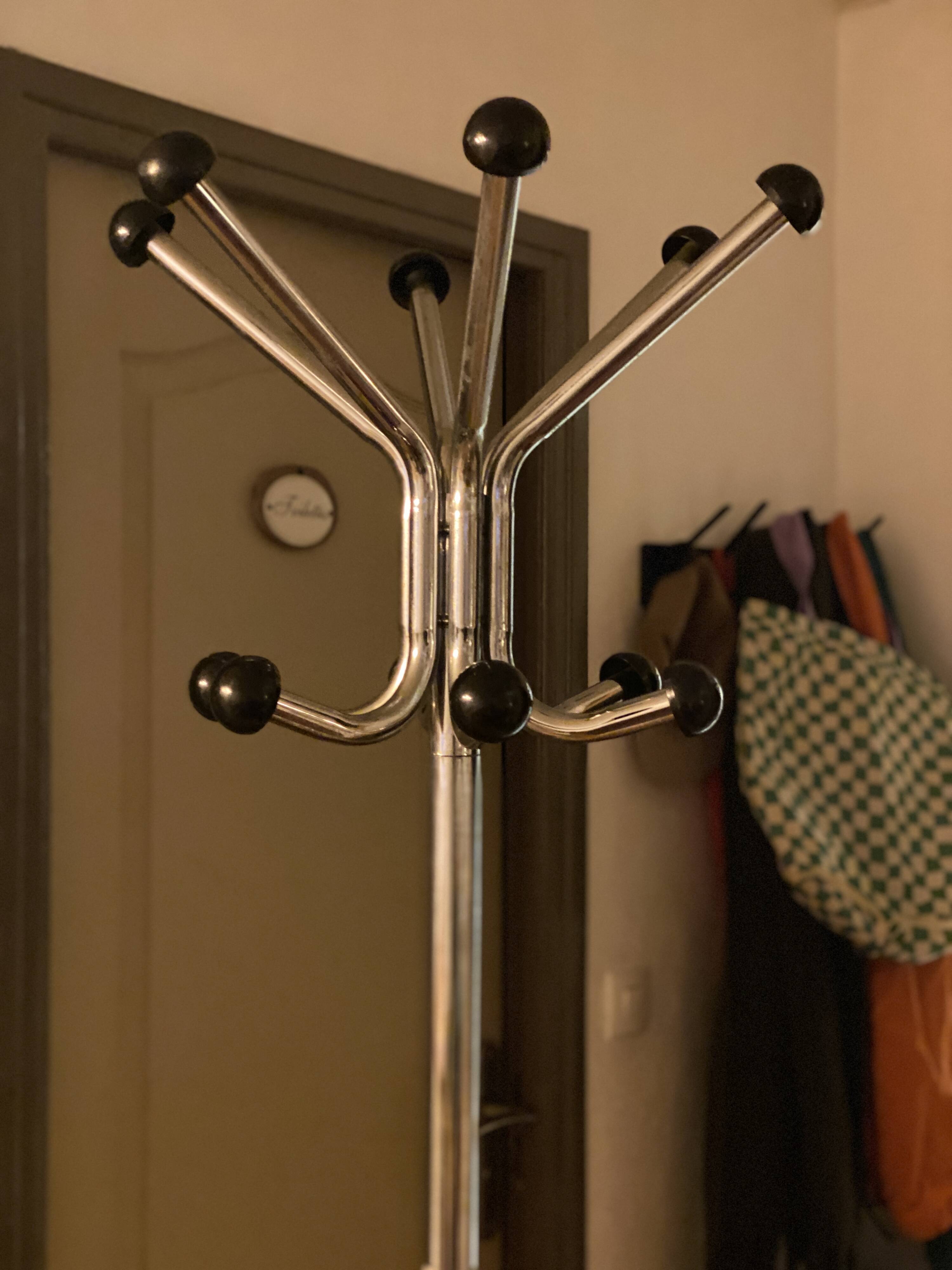 Vintage 50-60s industrial stainless steel parrot coat rack.