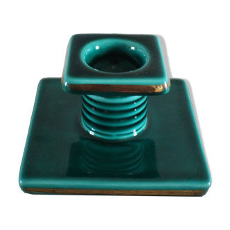 Cave rat candlestick, green earthenware with gilding from the 1950s.