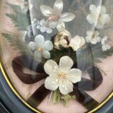 Oval frame napoleon iii glass bomb decor floral fabric xix eme