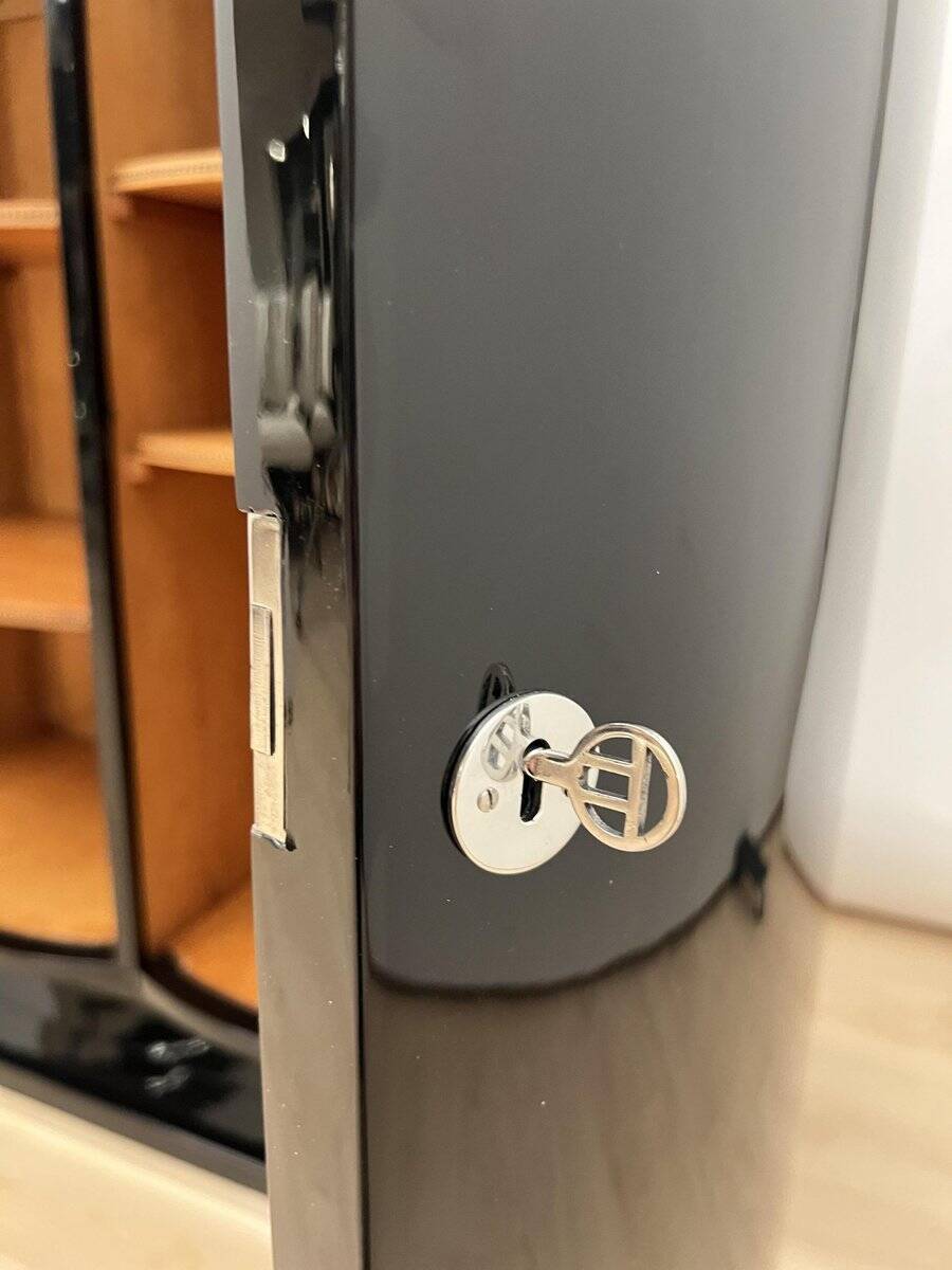 French Art Deco Bar Sideboard in Black Lacquer and Chrome, 1930