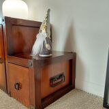 Small vintage Roche Bobois piece of furniture in Asian-style wood.