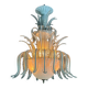 Venetian chandelier in white and gold Murano glass, circa 1980