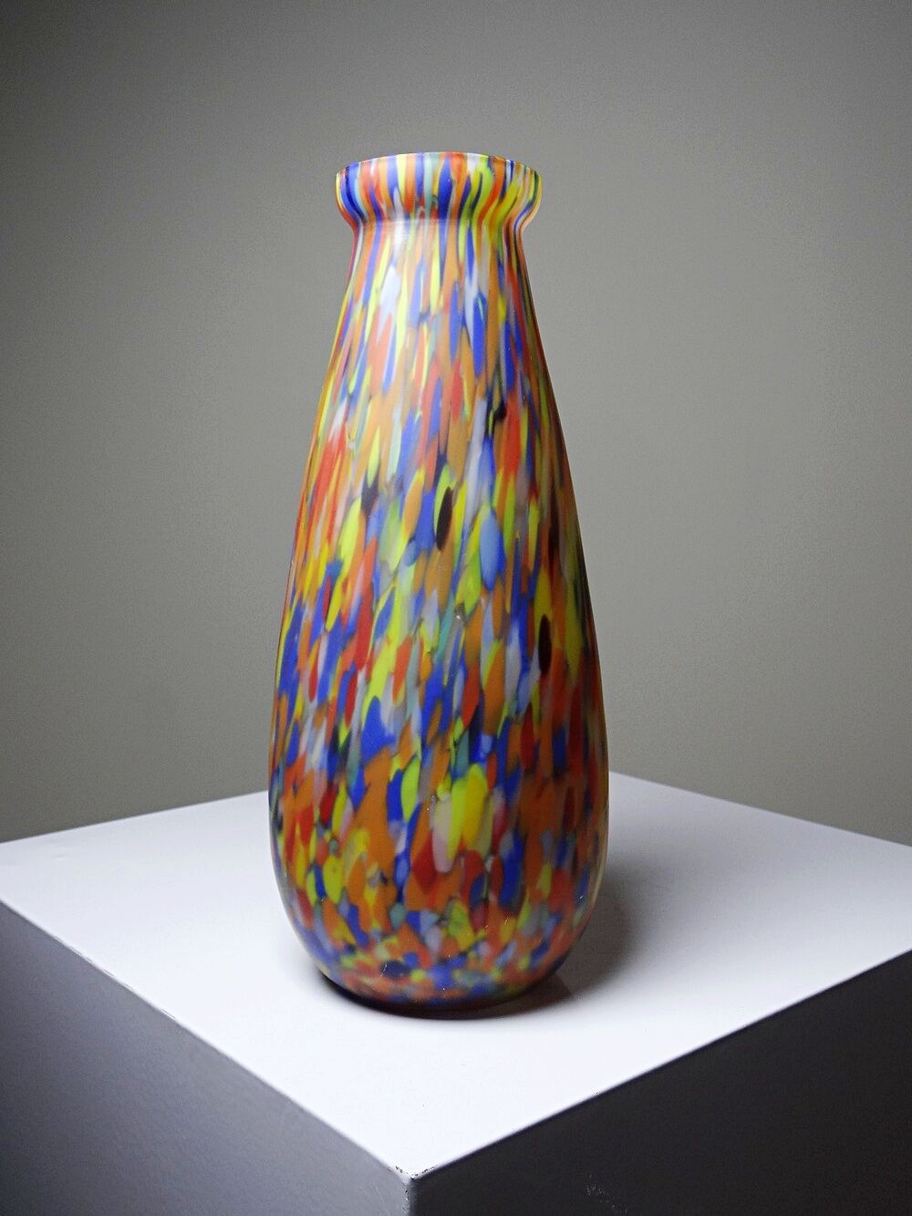 Vase ancien en verre jaspé polychrome type Clichy-Legras, Art déco