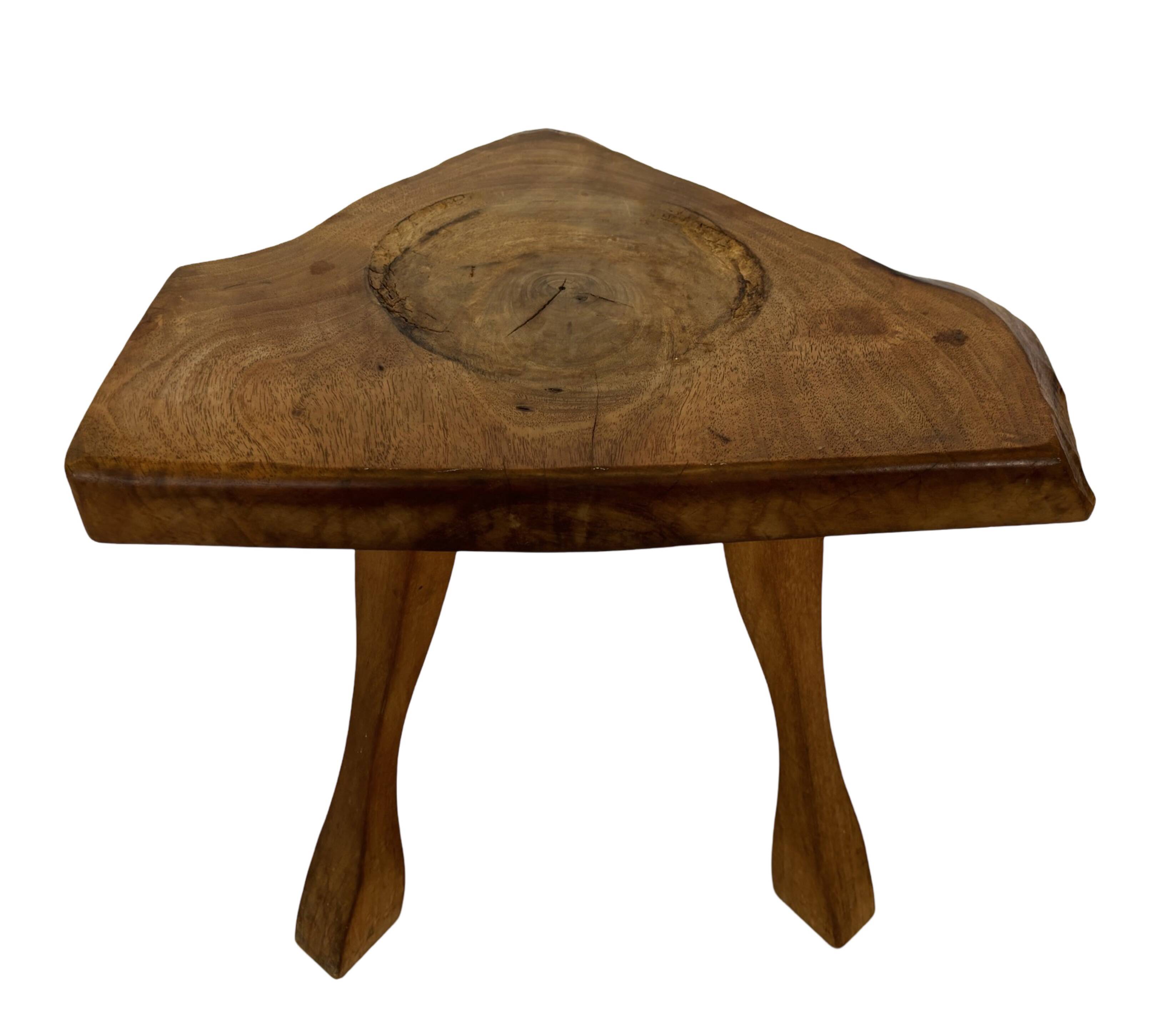 Vintage wooden side table  natural design small table