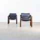 Set of 2 Maurice Burke ‘chelsea’ vintage black leather safari chairs for Pozza