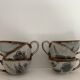 6 ceramic cups Ken Edwards, Tonala, Mexico, with sub cups and sugar