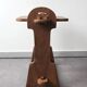 Brutalist side table in exotic wood, 50s.