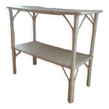 Console in white lacquered rectangular rattan