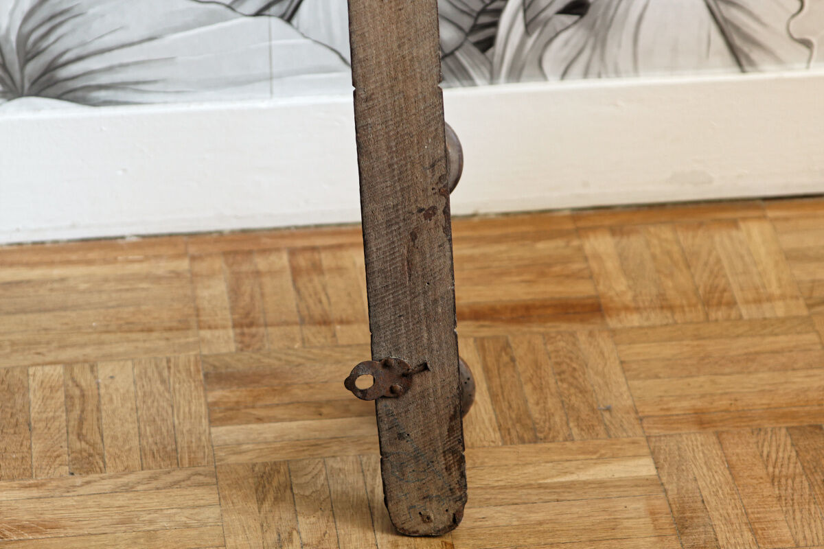 Wall mounted wooden coat rack turned