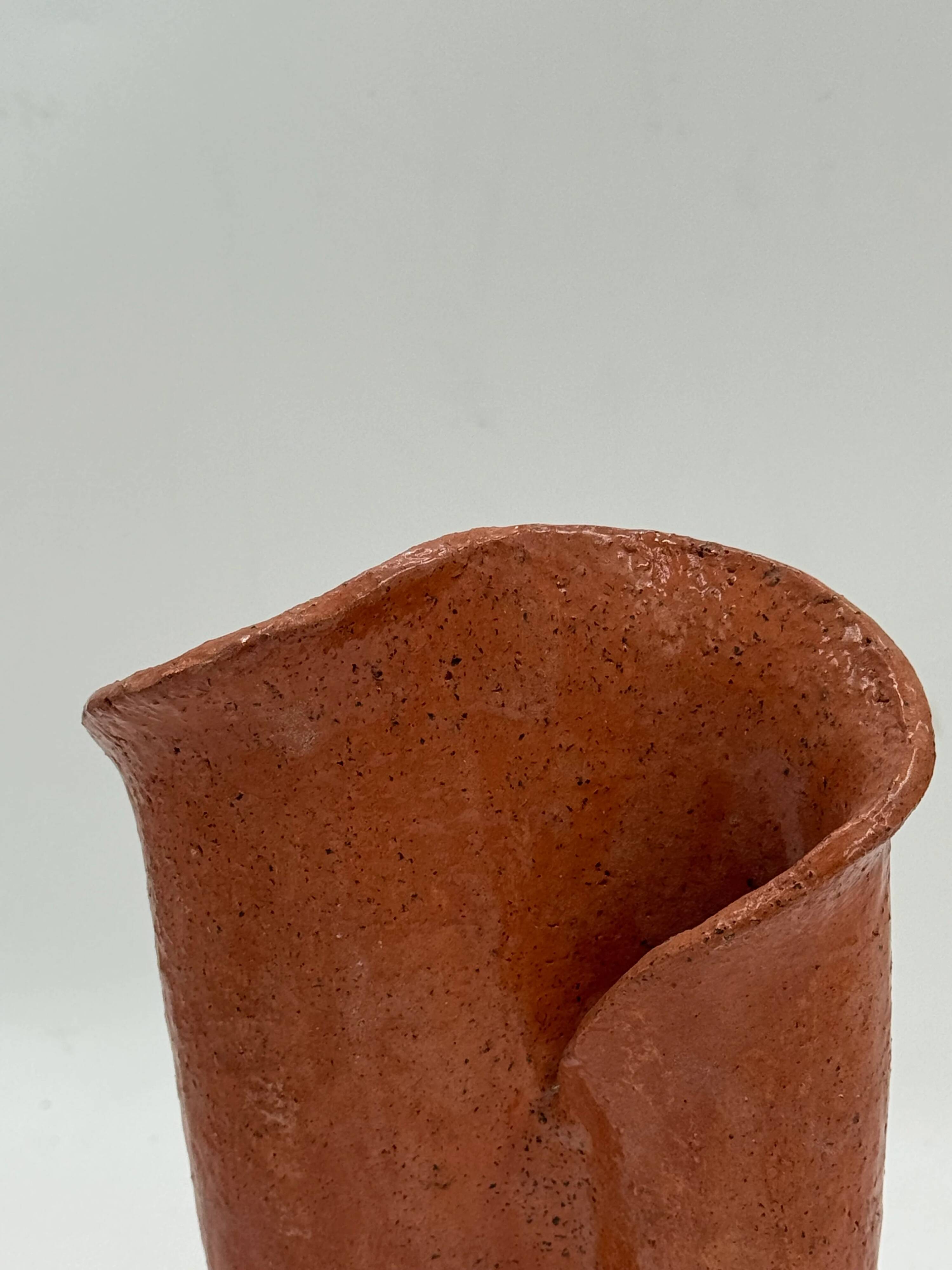 Sculptural ceramic vase from the workshop, double-spouted terracotta.