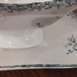 Gravy boat on pedestal with handles Terre de fer St Amand amandinoise "lily of the valley"