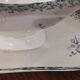Gravy boat on pedestal with handles Terre de fer St Amand amandinoise "lily of the valley"
