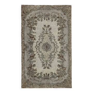 Overdyed Wool Vintage Handmade Carved Rug 183 cm x 293 cm