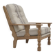 Années 1970, fauteuil danois, laine d'ameublement, bois de chêne massif.