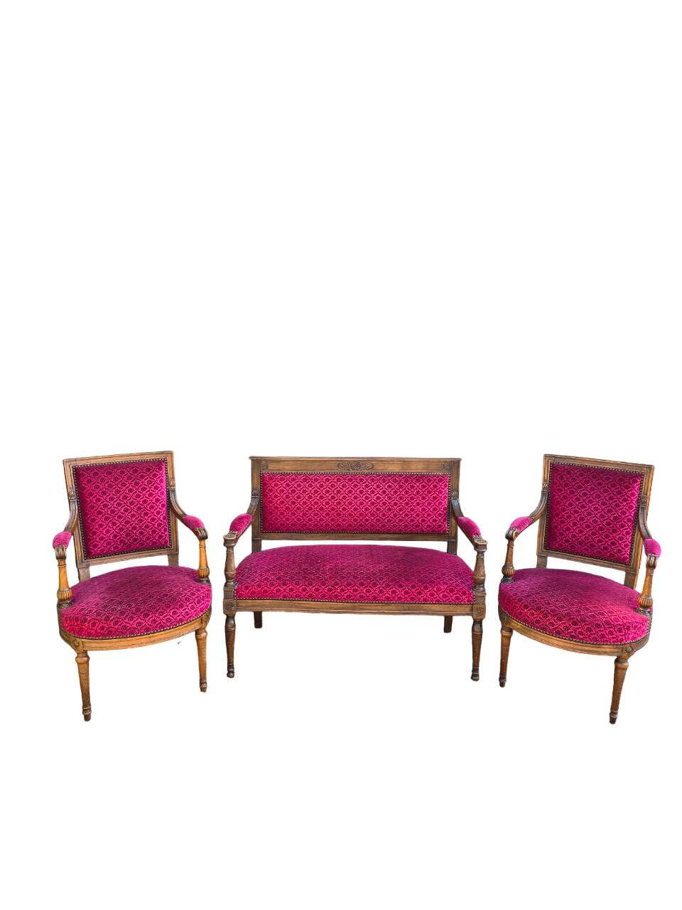 Salon Louis XVI - Banquette et deux fauteuils