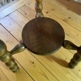 High stool in beaded wood - spool legs