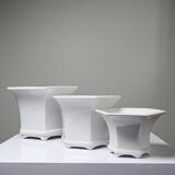 3 nesting white porcelain planters