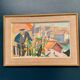 Swedish Original Oil on Canvas – "Figure Near a Flower Fence" by Carl Gunne – Signed – Vintage and Framed – 69.5 × 48 cm (27.4" × 18.9")