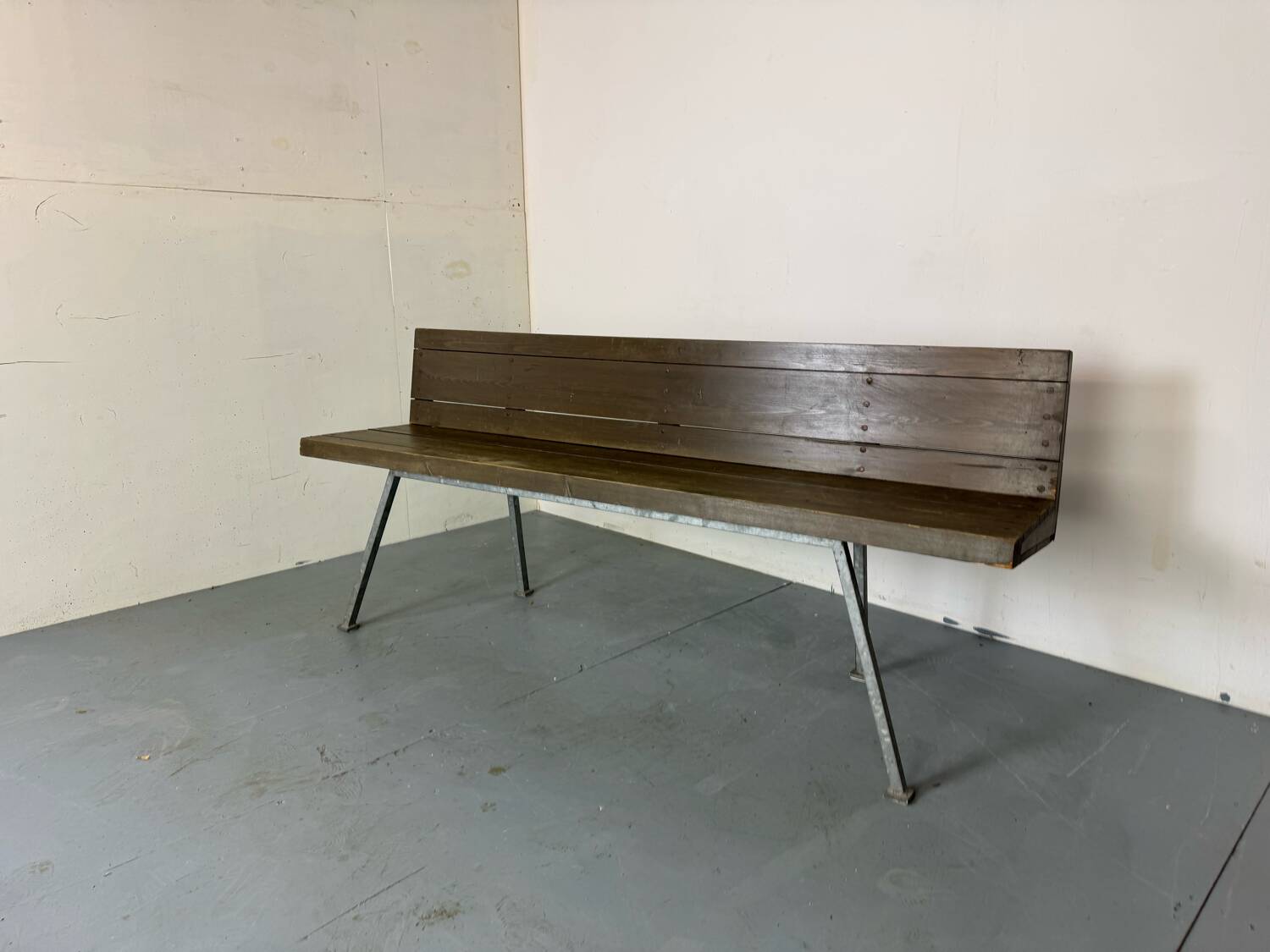 Banc Moderniste en Bois et Acier par Dom Hans van der Laan, 1965