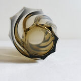 Small vintage geometric Luminarc vase in 1970s smoked glass