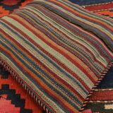 Bold Striped Wool Kilim Cushion Cover Handmade Scatter Pillow 35x35cm