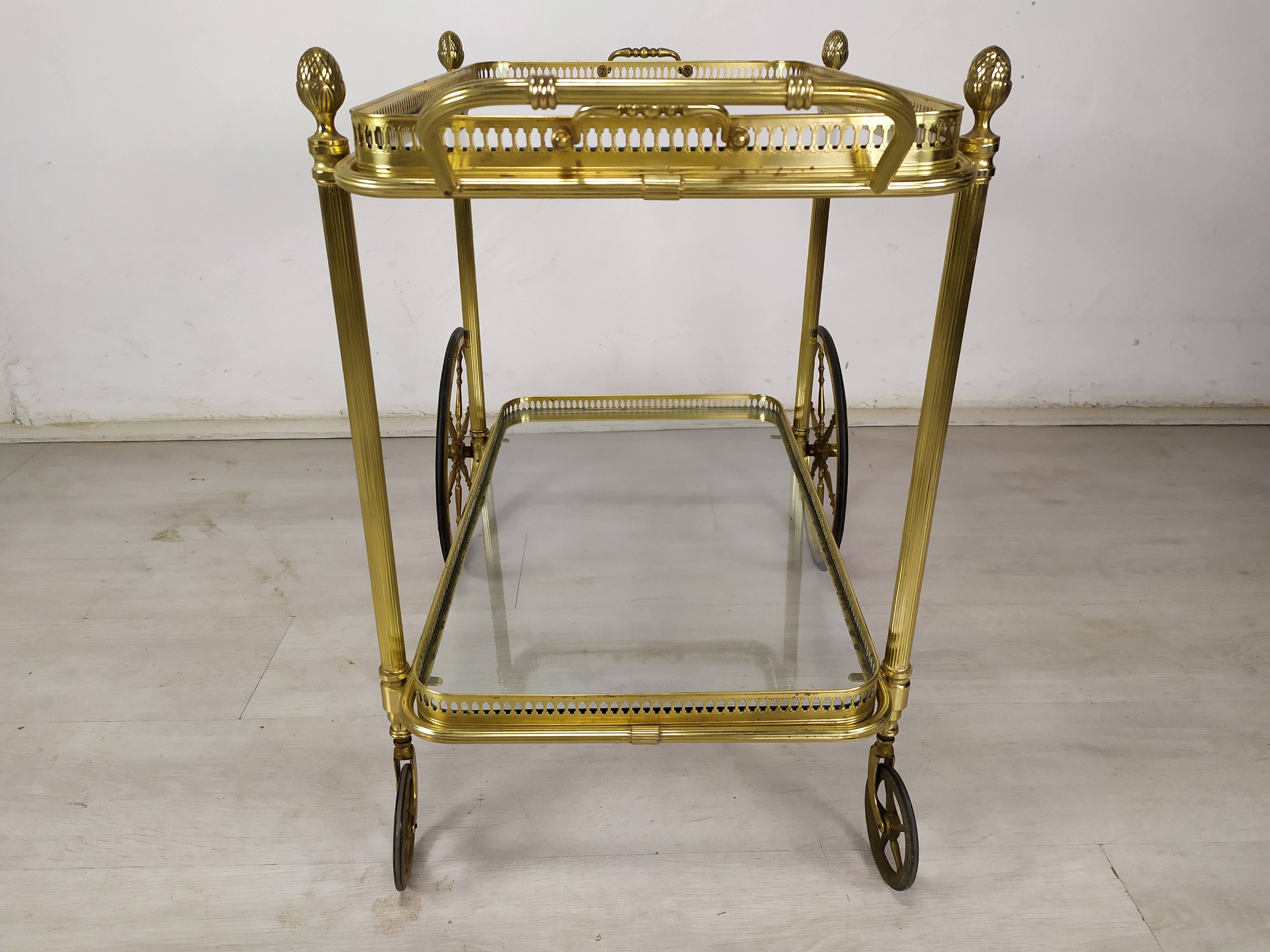 Vintage brass bar trolley service