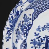 Qing dynasty kangxi style blue and white flower and bird painting plate chinese palace gifts