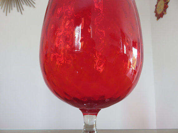 Italy 60s 70s red glass vase