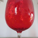 Italy 60s 70s red glass vase