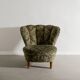 Vintage Swedish Modern Green Floweral Armchairs, 1940s