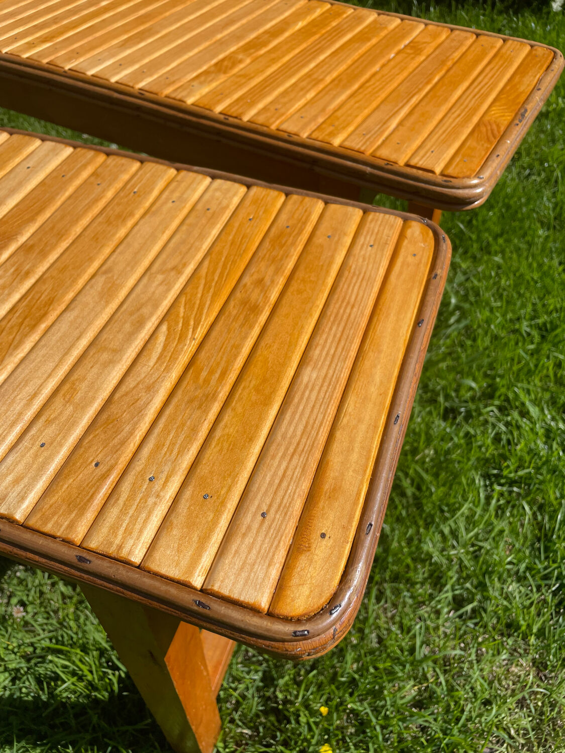 Pair of vintage 1970 pine benches