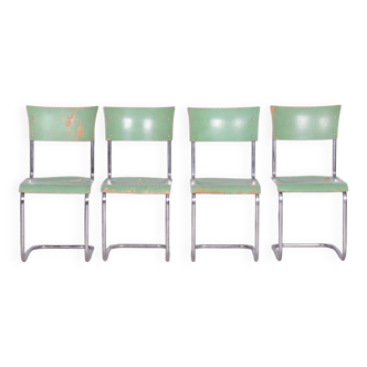 Bauhaus Set of Original Chairs, Robert Slezak, Chrome, Steel, Czechia, 1930s