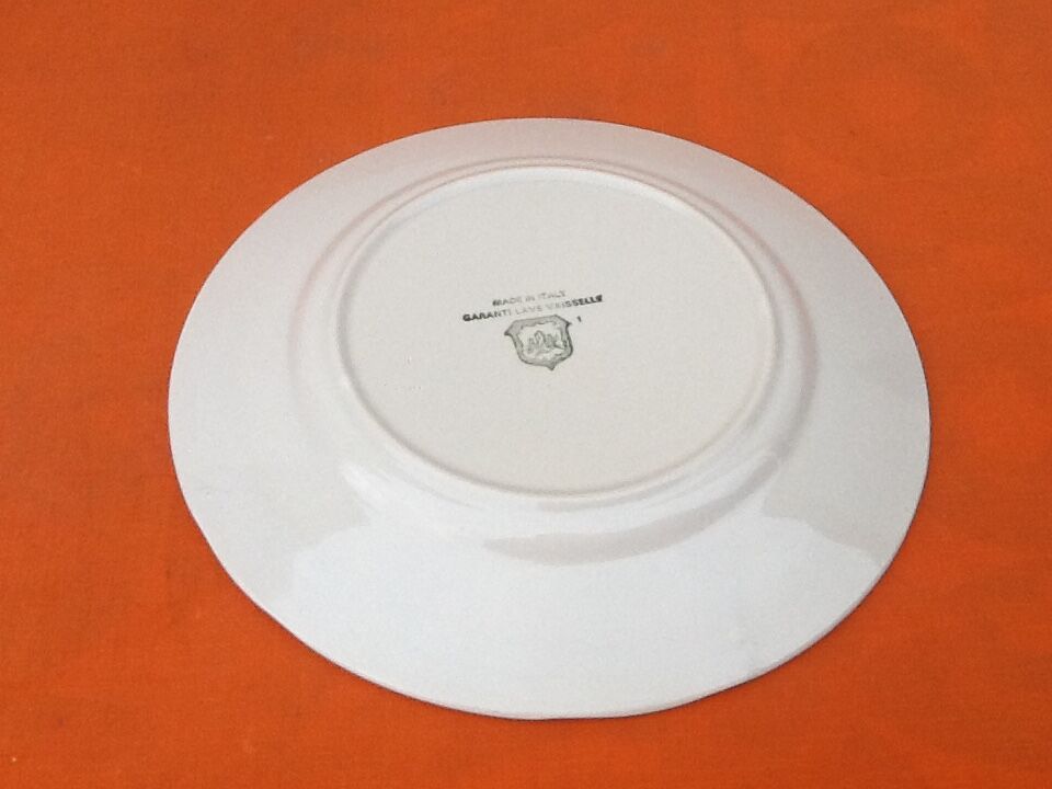 6 flat earthenware plates with floral decoration made in italy